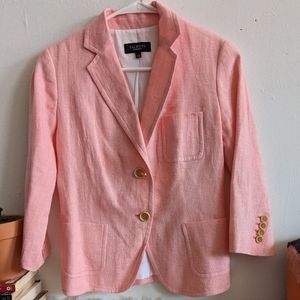 Talbots Peach Linen Blazer Jacket XS - Hamptons Summer Spring Pastel